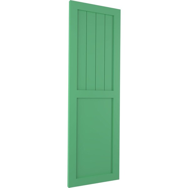 True Fit PVC Farmhouse/Flat Panel Combination Fixed Mount Shutters, Lilly Pads, 12W X 37H